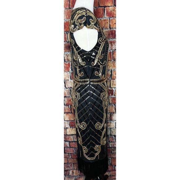 NWT Vision For Innovation Black Gold Sequin Tassel Dance Skirt Performance Dress - Picture 4 of 7